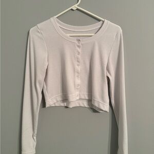 Aerie Offline white cropped button up